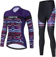 [GRTE] Women Cycling Suits Long Sleeve Jerseys Tops Bib Tights Pants with 4D Seat Padding Spring Summer Autumn MTB Bike Shirt Cycling Bicycle Tights Set Clothing