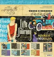 GRAPHIC 45 "LIFE'S A JOURNEY" 12X12 PAPER PACK TRAVEL VACATION SCRAPJACK'S PLACE