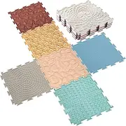 Maitys 7 Pcs Sensory Mat Massage Game Mats Foot Massage Mat for Kids Autistic Children Orthopedic Massage Puzzle Floor Mats Sensory Room Items Indoor (Light Color)