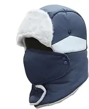 [ノーブランド品] WINTER TRAPPER HAT - Heavy Duty Insulated Thermal Hat, Unisex Windproof Hat with Ear Flap, Comfortable Ear Protection Winter Sports Face Protection Hat for Winter Activities, Outdoor Adventures, blue