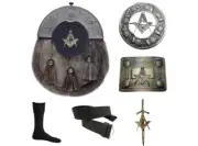 Scottish Kilt Stag Head Kilts Belt/Sporran/Buckle/Pin / Brooch & Sock 6 piece