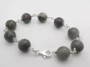 925 Silver Bracelet and Natural Agate - Bracelet with Gemstones