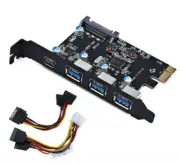 PCI-E to USB 3.0 Type C + 3 Type A Expansion Card PCIe to 4port USB 3.0 SATA 15P