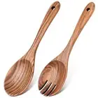 2pcs Wooden Spoons for Cooking, Teak Salad Kit, Wooden Salad Servers, Wood Sa...