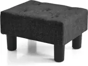 BRIAN & DANY Small Foot Stool, Linen Stools with Small, Black,