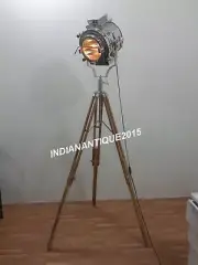 NAUTICAL THEATER SPOTLIGHT FLOOR LAMP CHROME LARGE SEARCHLIGHT LAMP