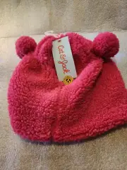 CAT & JACK YOUTH FLUFFY BEAR EARS AMBIENT PINK HAT 8-16