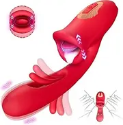 G Spot Vibrator Dildo Sex Toys - Adult Female Sex Toy with 10 Flapping & Vibrating & Licking Biting Modes Tongue Clitoral Stimulator for Women, Sucking Clit Vibrator for Nipple Anal Pleasure Sex Games (Rose)