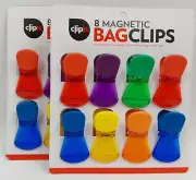 Set of 2 Clipn' 16 Magnetic Bag Clips Muli-purpose/ Magnetic Back
