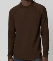 $69 Buffalo David Bitton Men's Brown Kariver Henley Long Sleeves T-shirt Sz S