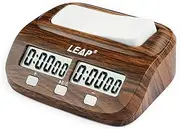 LEAP Chess Clock Digital Chess Timer Professional for Board Games Timer with Alarm Function (Official Store) Wood Appearance