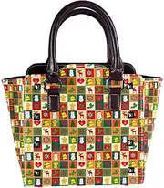 [EGGDIOQ] Handbags with Shoulder Strap for Women Christmas Pattern PU Leather Messenger Tote with Handle