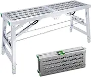 Adjustable High Platform Steel Scaffold Ladder - Portable Folding Work Platform for Washing Vehicles, Cleaning Windows, DIY - 880LB Capacity - Maintenance Work - Multipurpose Tool