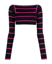 Striped sweater with bare back Black
