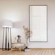 Modern Black Rectangular Full Length Mirror 70x140cm Aluminium Alloy Frame Minimalist Design Bedroom Bathroom Entryway Home Décor