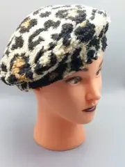 New With Tags Brixton Unisex Fiddler Beret Large Leopard M 7.25 100 % Polyester