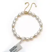 New DAVID YURMAN 8mm Bijoux Pebble Bead Bracelet, Pearl & 18K Gold - Adjustable