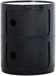 Cafe Pro Replica Anna Castelli Ferrieri with Round Storage Unit, Bedside Table Two Tier Circle Storage Table Made with ABS Plastic 32cm x 40cm Black