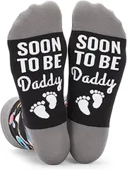 [Bibalabili] New Dad Gifts First Time Dad Gifts for Men, Soon to Be Daddy Novelty Socks for New Father, Father's Day Grandpa Socks, Black, One Size
