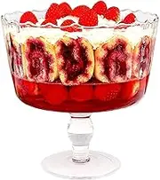 Barski Large Glass Trifle Bowl, with Scallop Design - 9" D - European Beautiful Hand Made Glass - 168 oz (over 5 quarts) Clear