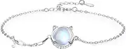 [Bellitia Jewelry] 925 Sterling Silver Cat/Rabbit Bracelets and Bangles, Moonstone & CZ Diamond Cat/Rabbit Jewellery for Women, Girls, Ladies, Anniversary, Birthday Gift, Adjustable