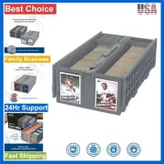 Compact Card Storage Box Holds 1600 - Stackable Gray Bin with Easy Carry Handle