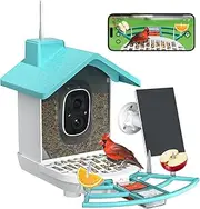 Byranke Smart Bird Feeder with Camera, 2K HD Bird Feeders for Outdoors with Solar Panel, Al Identification, Idea Gift, Blue