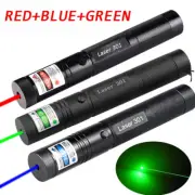 3PCS 5mW Green+Red+Blue Laser Pointer Pen Lazer Zoom Visible Beam Light