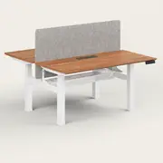 Recess Dual Sit-Stand Desk | Office Desk | Office Workstation | Standing Desk, Screen / Walnut / White