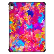 iPad Air 11-inch (M2/M3) iPad Impact Case FLORAL FANTASY Chic Girly Pretty In Hot Pink Turquoise Blue Flowers Modern Abstract Acrylic Nature Painting Textural Bold Feminine Garden Summer Pattern Art