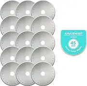 AMASEWART 45mm Rotary Cutter Blades Fits Fiskars Olfa, Replacement Rotary Blade for Fabric, Quilting, Sewing and Arts & Crafts, Pack of 15