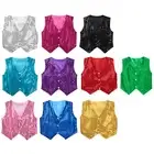 Kids Girls Sparkly Sequins Vests Waistcoat Hip Hop Dance Vest Stage Dancewear AU
