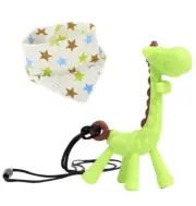 Silicone Baby Giraffe Teething Teether Toy With Star Bandana Bib Gift NWT