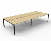 RAPIDLINE DELUXE RAPID INFINITY PROFILE LEG WORKSTATION No Screen 4 Person Double Sided W1800 x D750 x H730mm (per user) Natural Oak Top Black Frame