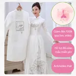 AO DAI HOA SEN WHITE 奧黛情侶吃飯館新娘奧黛婚禮奧黛-穆恩