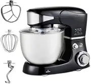 Electric Stand Mixer Food Mixer with 5L Bowl Dough Hook, Wire Whip & Beater 6 Speeds Control Food Beater for Kitchen Baking Cake Ice Cream for Mix, Blend, Whip and Knead 1000W (Color : Black)