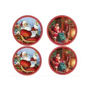 4pc Santa Coasters Coffee/Tea Table Protector Drink Mat Round Ceramic Assorted
