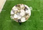 Round Coffee Table Top With Natural Brown Agate Stone Arts/ Side Table Handmade