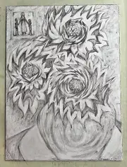 Original pencil drawing by Carol Eugenia Graham ‘Thanksgiving Bouquet 3’
