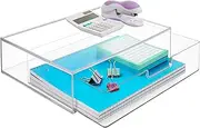 STORi STAX Plastic Stackable Organizer Drawer in Clear | 12.5-inches Wide | Organize Office Desk Accessories and Sort Letter-Size Paper | Made in USA