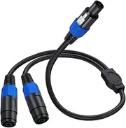 Speakon Splitter Cable, Speak-on 1 Female 2 Male Audio Cable, Speaker Extension Cable, Speaker Break Out Cable with Twist Lock for DJ/PA Speaker Cord (1 Male to 2 Female)