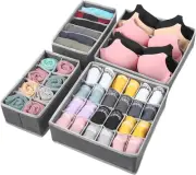 4 Pcs Bra Sock and Underwear Drawer Organizers Divider, Closet Socks Organizer a