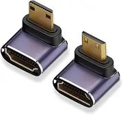 AreMe 8K Mini HDMI to HDMI Adapter (2 Pack), Up and Down 90 Degree Right Angle Mini HDMI Male to HDMI Female Converter Connector for Raspberry Pi Zero, DSLR Camera, Camcorder, HDTV, Projector