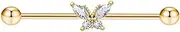 [Niaspi] 14G CZ Butterfly Industrial Barbell Earrings for Women Girls Stainless Steel Cartilage Tragus Helix Industrial Piercing Earrings Body Piercing Jewelry