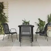 VRAXO 5 Piece Garden Dining Set Black Steel and Textilene -31.59KG,3200691