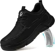 [TANIELD] Steel Toe Shoes for Men Women Slip on Casual Work Shoes Lightweight Breathable Safety Shoes Comfortable Steel Toe Loafer Shoes Indestructible Steel Tennis Toe Shoes Work Safety Sneakers