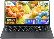 Tunhail 15.6 Inch Laptop, Gaming Laptop 16GB RAM 512GB SSD, Core i3 Laptops up to 3.4 GHz, IPS HD Computer 1920 x 1080 FHD, bring WiFi 5, HDMI, USB 3.0, Type C.