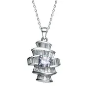 Genevive Silver CZ Antique Pendant