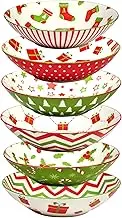 Certified International Holiday Fun 40 oz. Soup Bowls, Set of 6 Assorted Designs, Multicolor