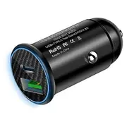 2 Port USB Car Charger USB-C and QC3.0